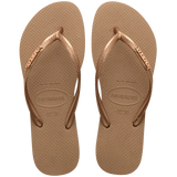 Women's Slim Logo Metallic Flip Flops